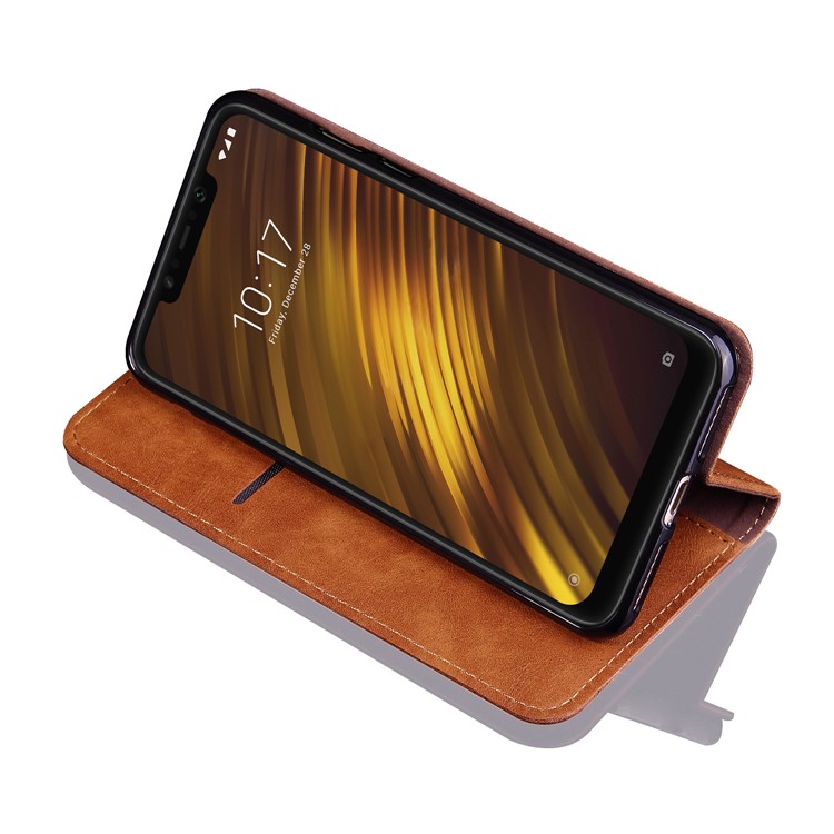Auto-absorbed Crazy Horse Vintage Leather Mobile Shell for Xiaomi Pocophone F1 / Poco F1 (India) - Brown-4