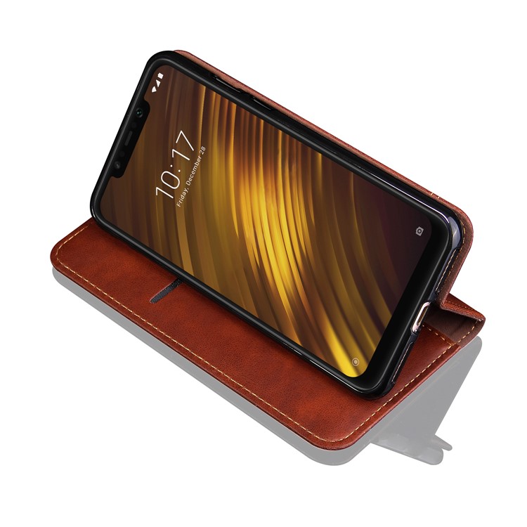 Auto-absorbed Crazy Horse Vintage PU Leather Cell Phone Cover for Xiaomi Pocophone F1 / Poco F1 (India) - Coffee-4