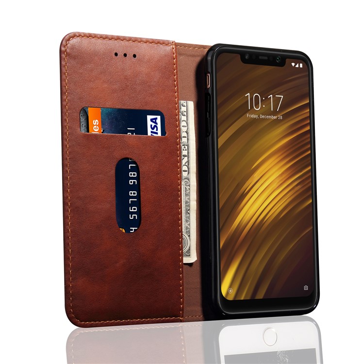 Auto-absorbed Crazy Horse Vintage PU Leather Cell Phone Cover for Xiaomi Pocophone F1 / Poco F1 (India) - Coffee-8