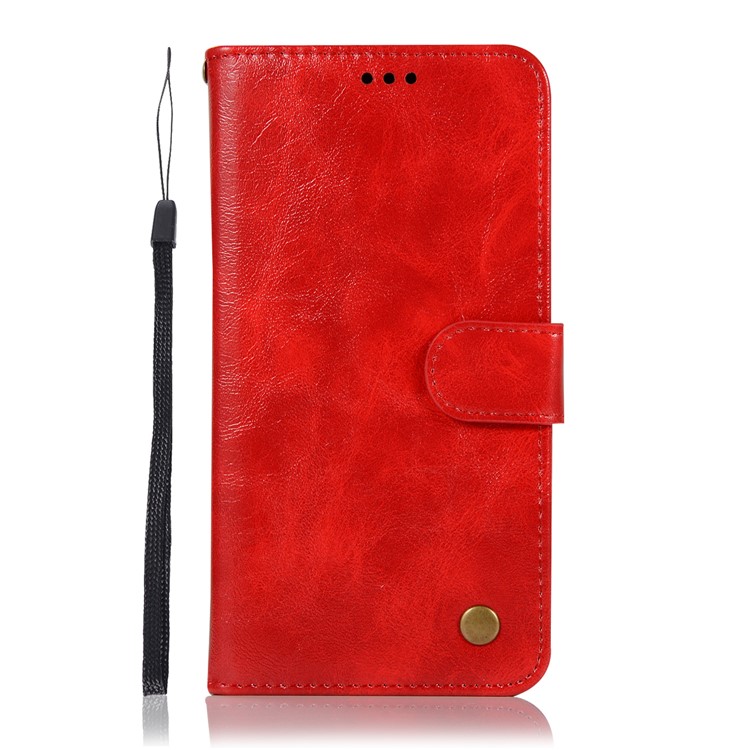 Premium Vintage PU Leather Magnetic Cell Phone Cover for Xiaomi Pocophone F1 / Poco F1 (India) - Red-2