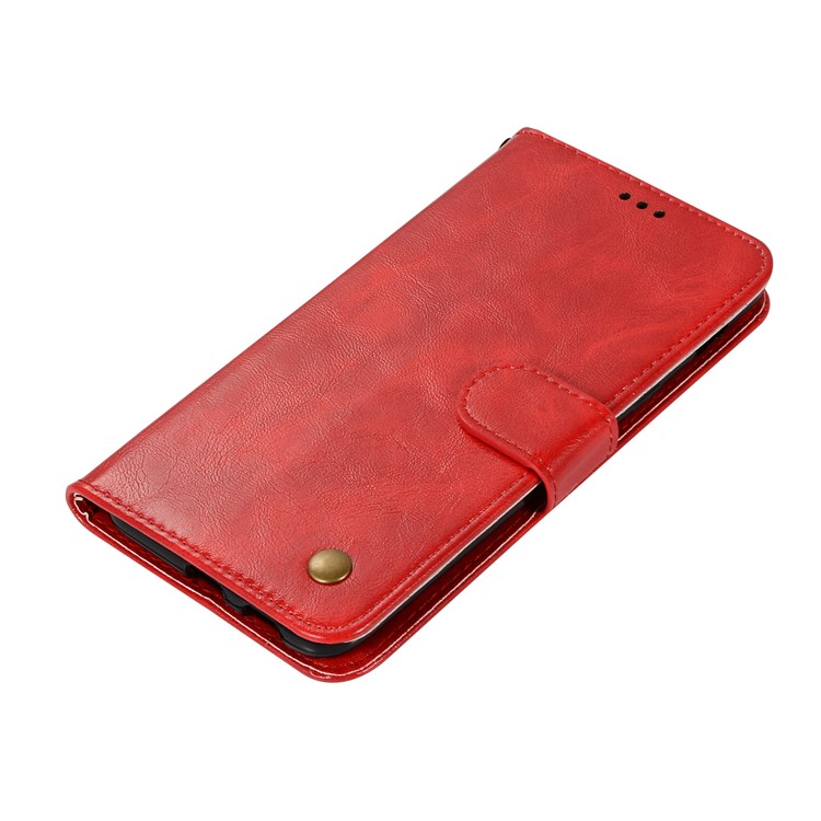Premium Vintage PU Leather Magnetic Cell Phone Cover for Xiaomi Pocophone F1 / Poco F1 (India) - Red-5