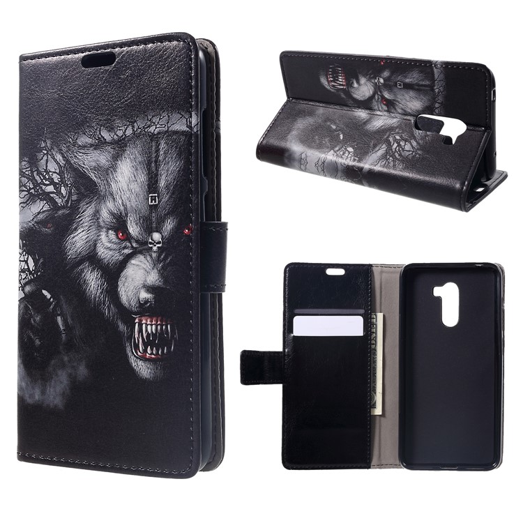 Pattern Printing Stand Leather Wallet Mobile Phone Casing for Xiaomi Pocophone F1 / Poco F1 (India) - Fierce Wolf-1
