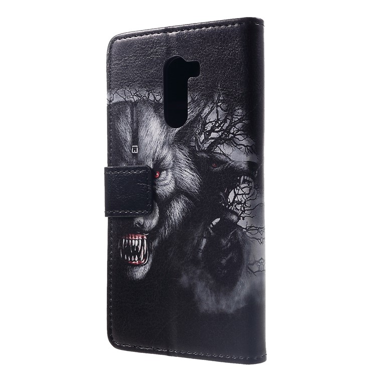 Pattern Printing Stand Leather Wallet Mobile Phone Casing for Xiaomi Pocophone F1 / Poco F1 (India) - Fierce Wolf-2