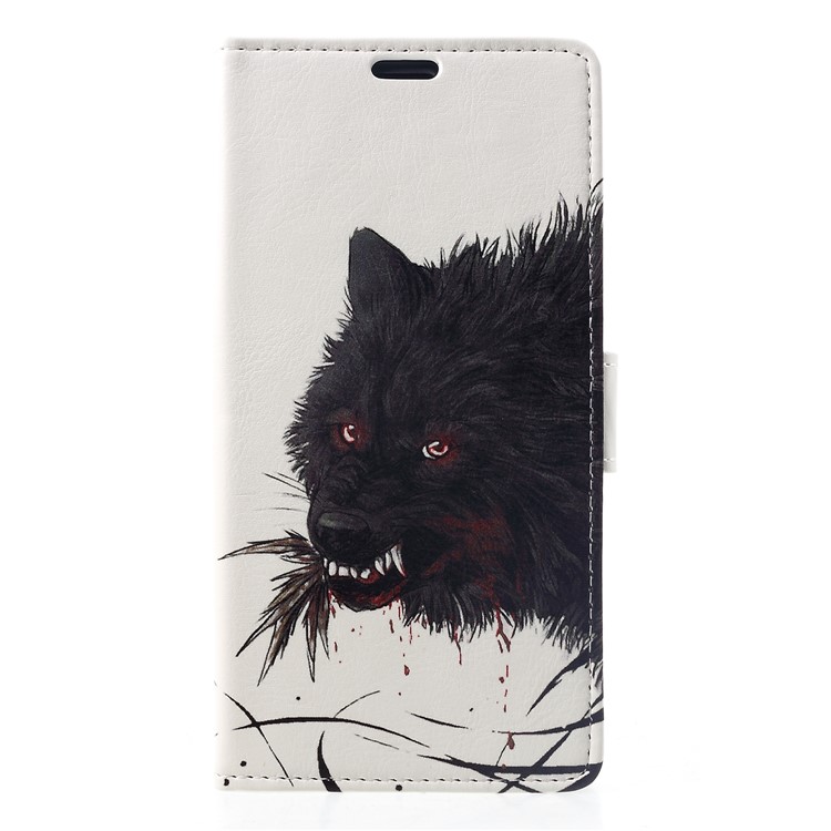 Pattern Printing Stand Leather Wallet Mobile Phone Case for Xiaomi Pocophone F1 / Poco F1 (India) - Black Wolf-1