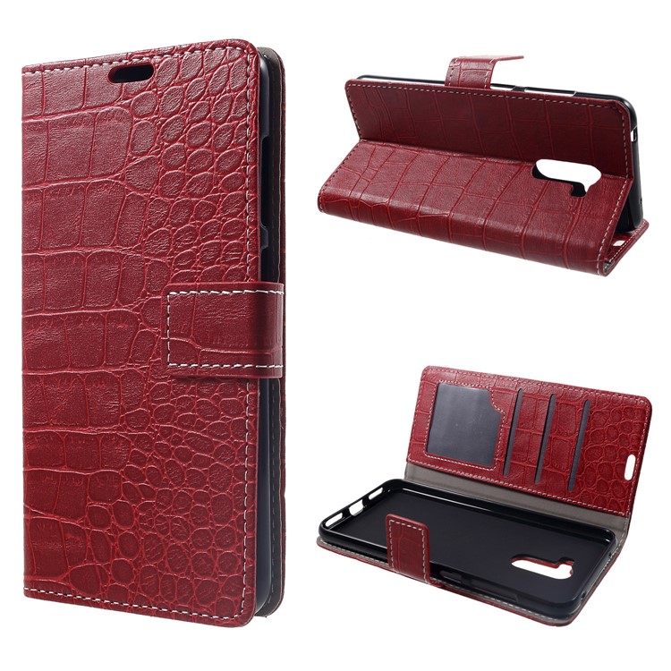 Vintage Crocodile Texture Wallet Stand Leather Case for Xiaomi Pocophone F1 / Poco F1 (India) - Red-1