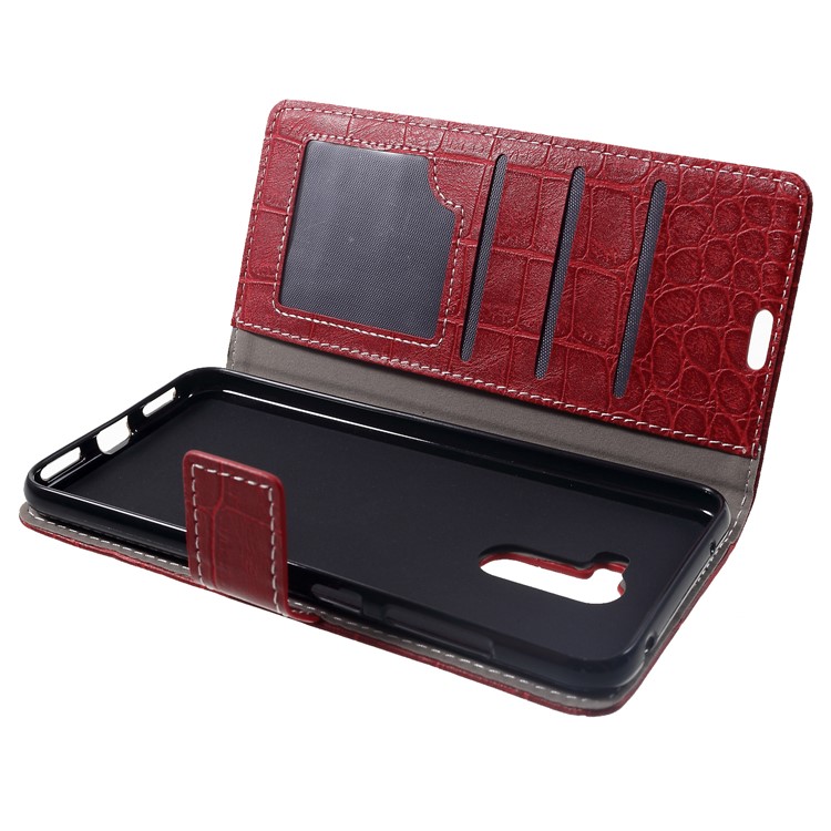 Vintage Crocodile Texture Wallet Stand Leather Case for Xiaomi Pocophone F1 / Poco F1 (India) - Red-5