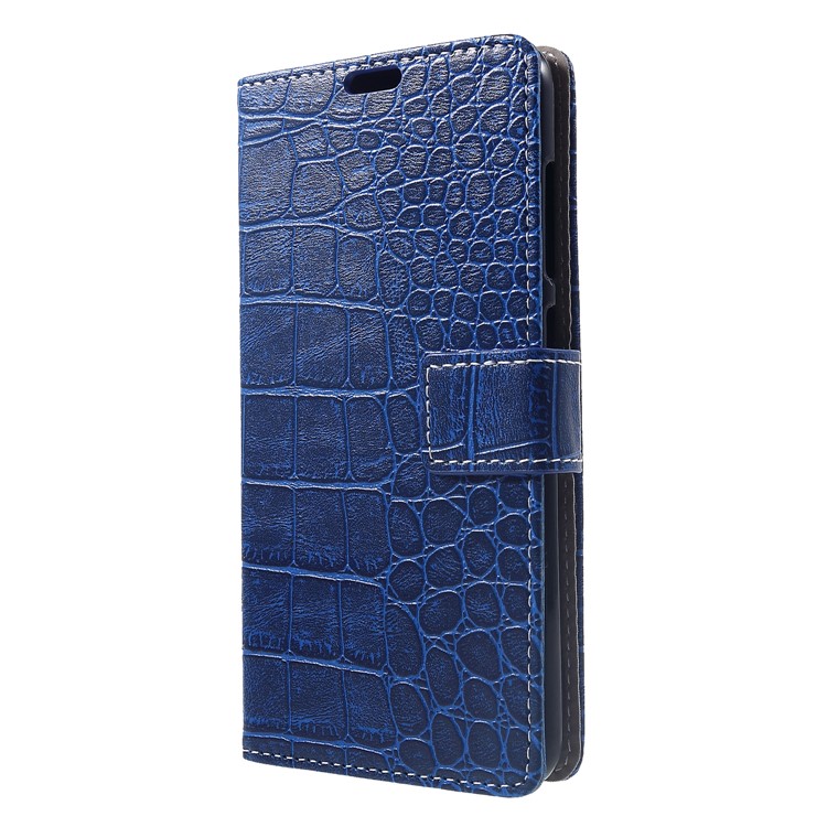Vintage Crocodile Texture Wallet Stand Leather Shell for Xiaomi Pocophone F1 / Poco F1 (India) - Blue-3