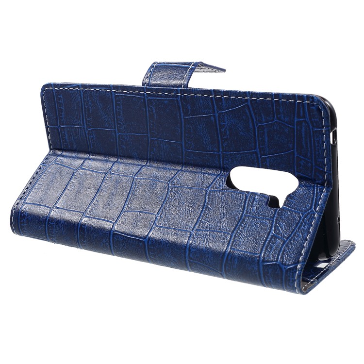 Vintage Crocodile Texture Wallet Stand Leather Shell for Xiaomi Pocophone F1 / Poco F1 (India) - Blue-4