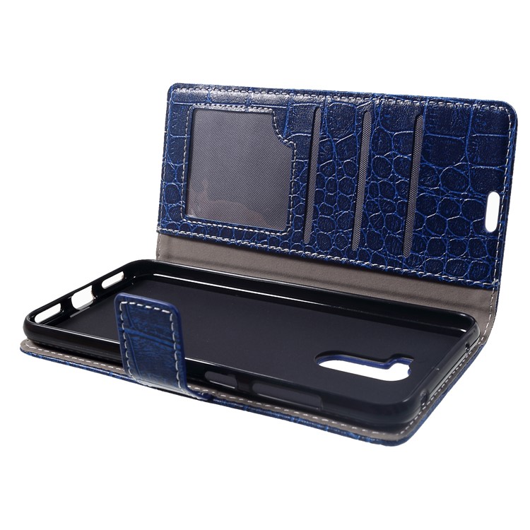 Vintage Crocodile Texture Wallet Stand Leather Shell for Xiaomi Pocophone F1 / Poco F1 (India) - Blue-5