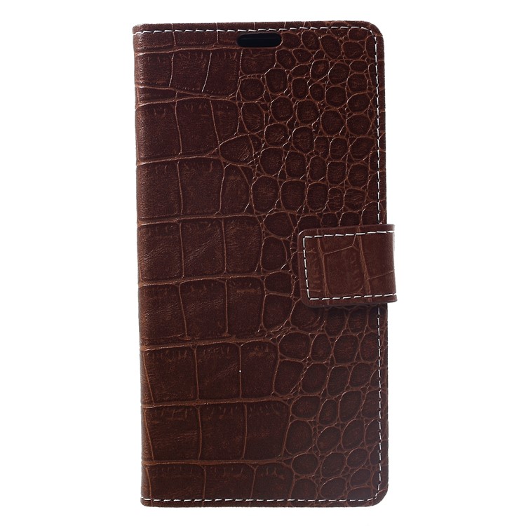 Vintage Crocodile Texture Wallet Stand Leather Accessory Case for Xiaomi Pocophone F1 / Poco F1 (India) - Brown-1