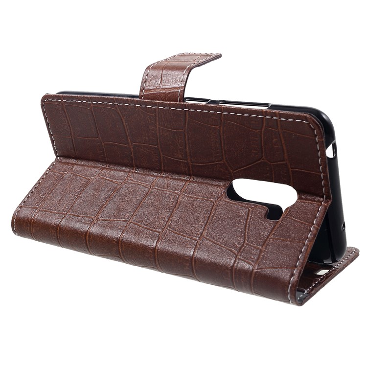 Vintage Crocodile Texture Wallet Stand Leather Accessory Case for Xiaomi Pocophone F1 / Poco F1 (India) - Brown-4