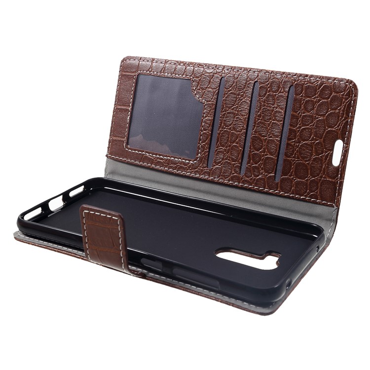 Vintage Crocodile Texture Wallet Stand Leather Accessory Case for Xiaomi Pocophone F1 / Poco F1 (India) - Brown-5