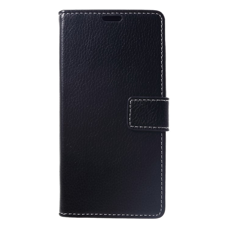 Litchi Skin Leather Wallet Stand Cover for Xiaomi Pocophone F1 / Poco F1 (India) - Black-1