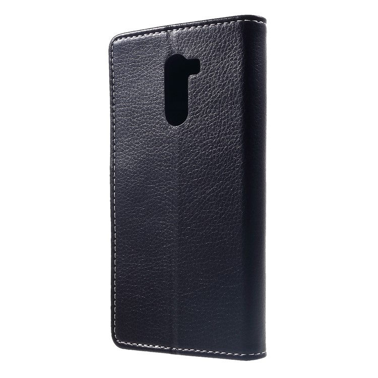 Litchi Skin Leather Wallet Stand Cover for Xiaomi Pocophone F1 / Poco F1 (India) - Black-2