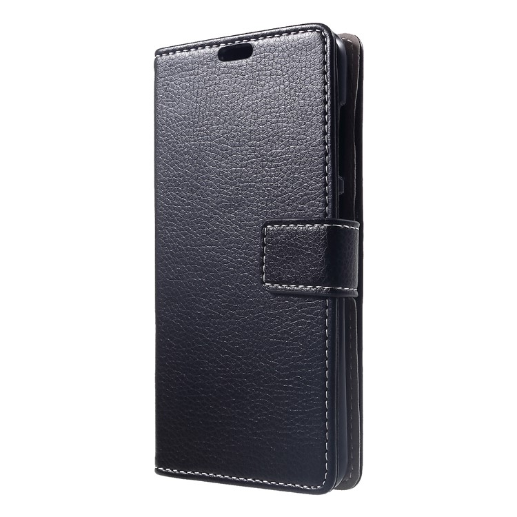 Litchi Skin Leather Wallet Stand Cover for Xiaomi Pocophone F1 / Poco F1 (India) - Black-3