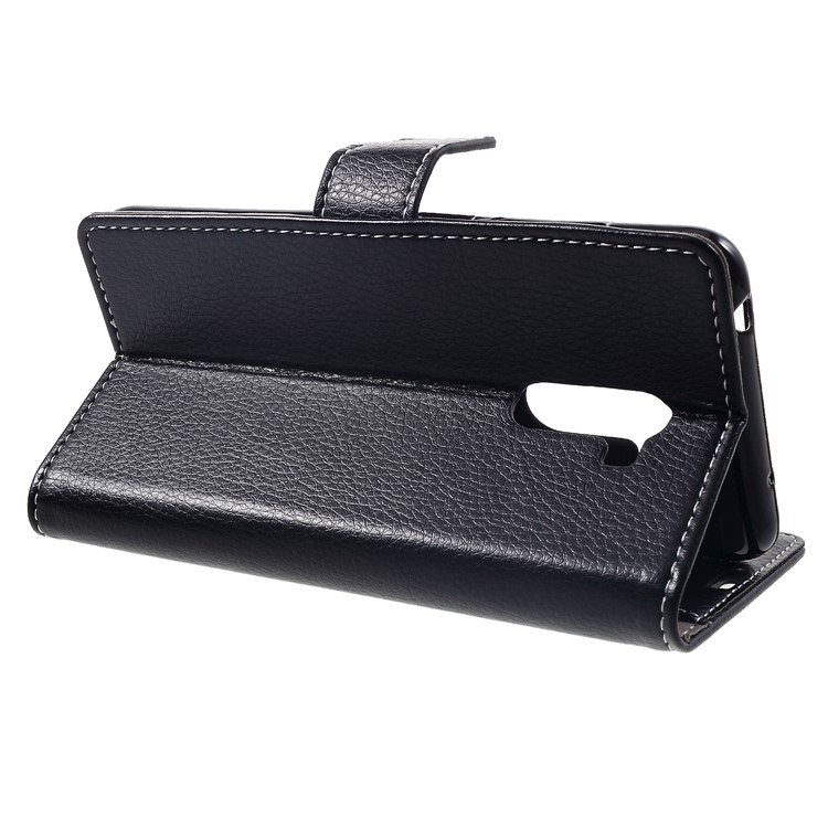 Litchi Skin Leather Wallet Stand Cover for Xiaomi Pocophone F1 / Poco F1 (India) - Black-4