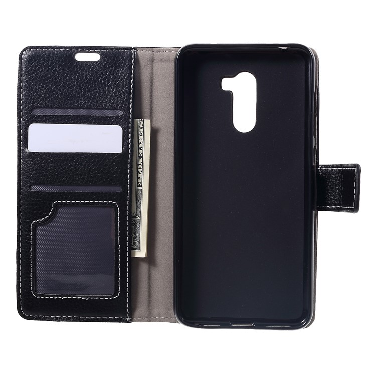 Litchi Skin Leather Wallet Stand Cover for Xiaomi Pocophone F1 / Poco F1 (India) - Black-5