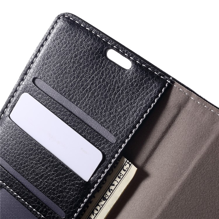 Litchi Skin Leather Wallet Stand Cover for Xiaomi Pocophone F1 / Poco F1 (India) - Black-6