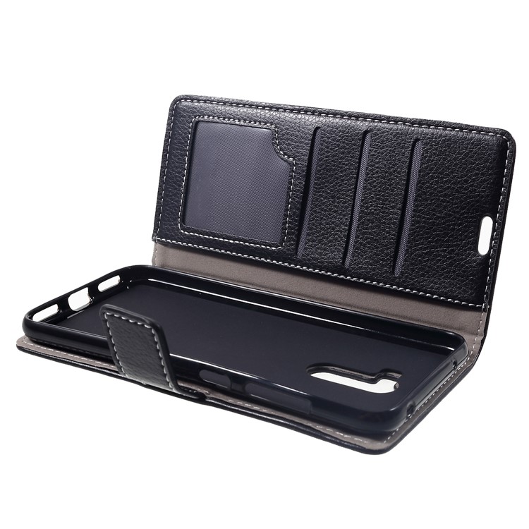 Litchi Skin Leather Wallet Stand Cover for Xiaomi Pocophone F1 / Poco F1 (India) - Black-7