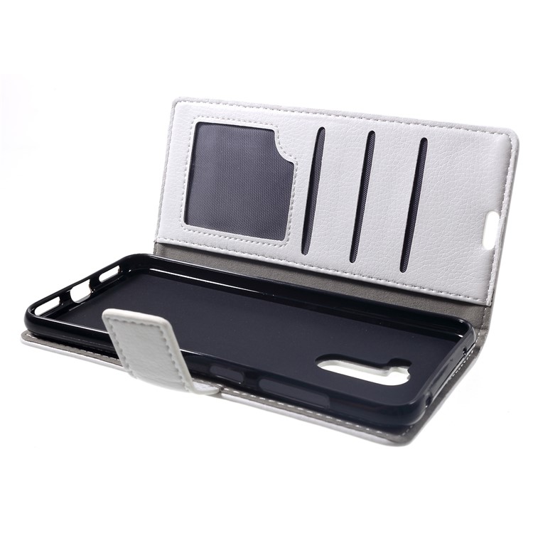 Litchi Skin Leather Wallet Stand Accessory Cover for Xiaomi Pocophone F1 / Poco F1 (India) - White-5