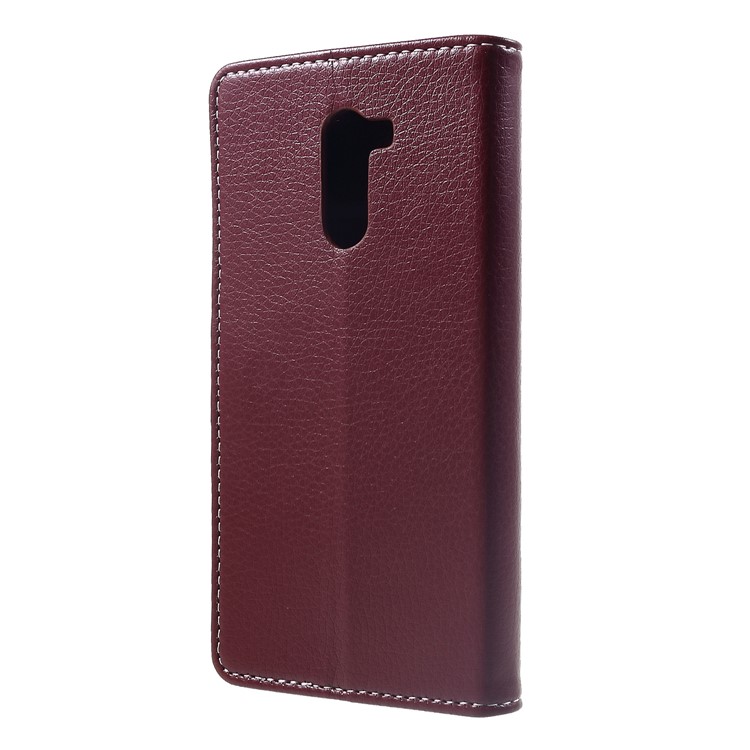 Litchi Skin Leather Wallet Stand Cover Accessory for Xiaomi Pocophone F1 / Poco F1 (India) - Brown-2