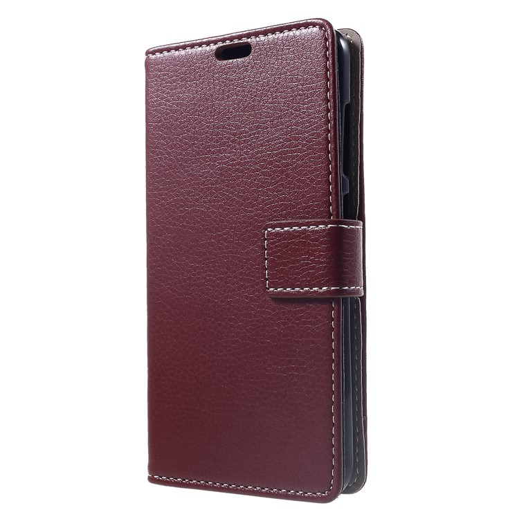 Litchi Skin Leather Wallet Stand Cover Accessory for Xiaomi Pocophone F1 / Poco F1 (India) - Brown-3