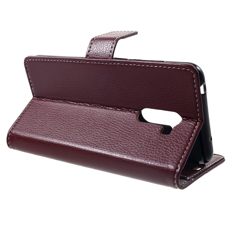 Litchi Skin Leather Wallet Stand Cover Accessory for Xiaomi Pocophone F1 / Poco F1 (India) - Brown-4