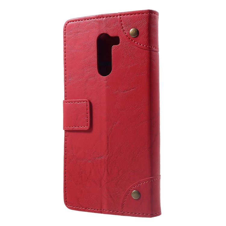 Retro Style Leather Wallet Case for Xiaomi Pocophone F1 / Poco F1 (India) - Red-2