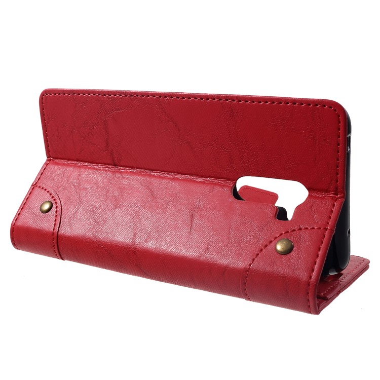 Retro Style Leather Wallet Case for Xiaomi Pocophone F1 / Poco F1 (India) - Red-4