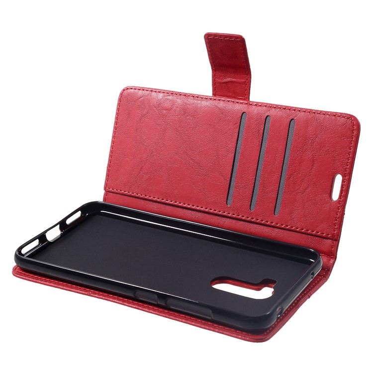 Retro Style Leather Wallet Case for Xiaomi Pocophone F1 / Poco F1 (India) - Red-5