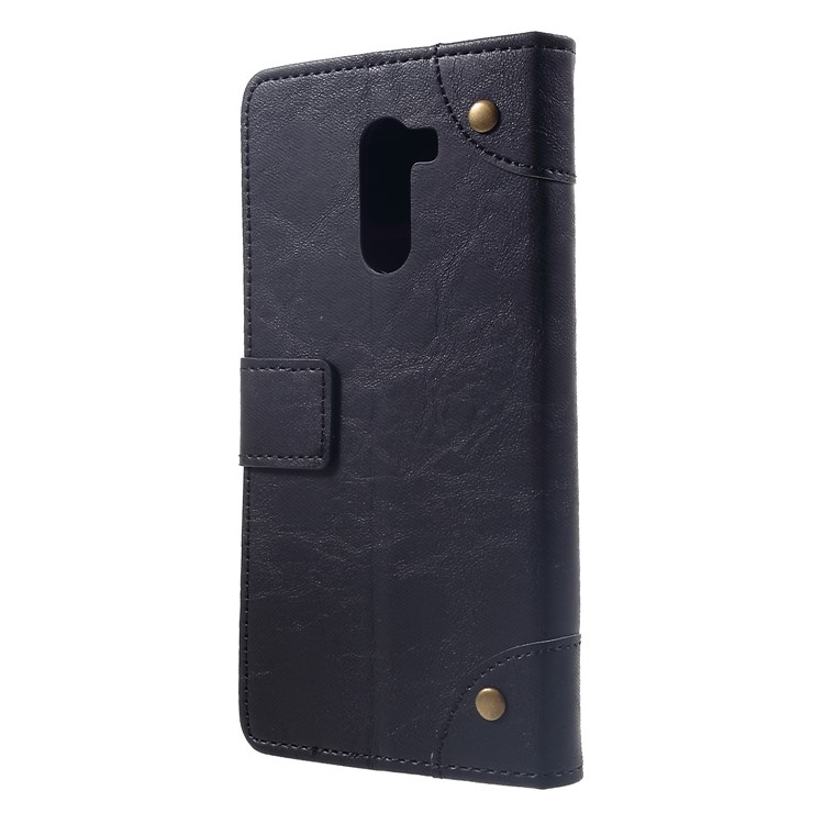 Retro Style Leather Wallet Casing for Xiaomi Pocophone F1 / Poco F1 (India) - Black-2