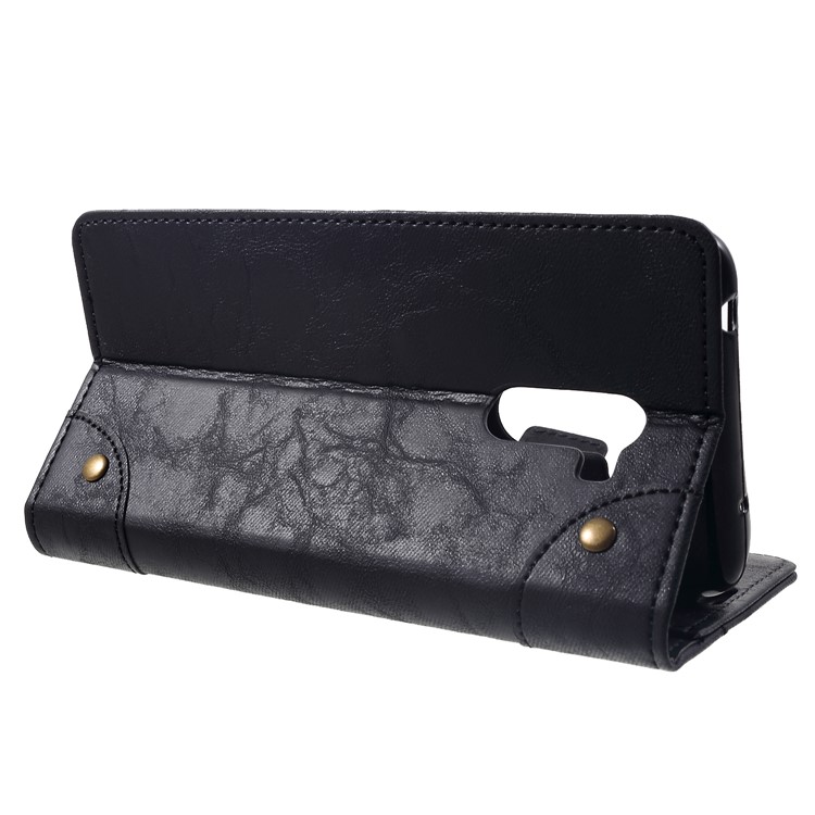 Retro Style Leather Wallet Casing for Xiaomi Pocophone F1 / Poco F1 (India) - Black-4