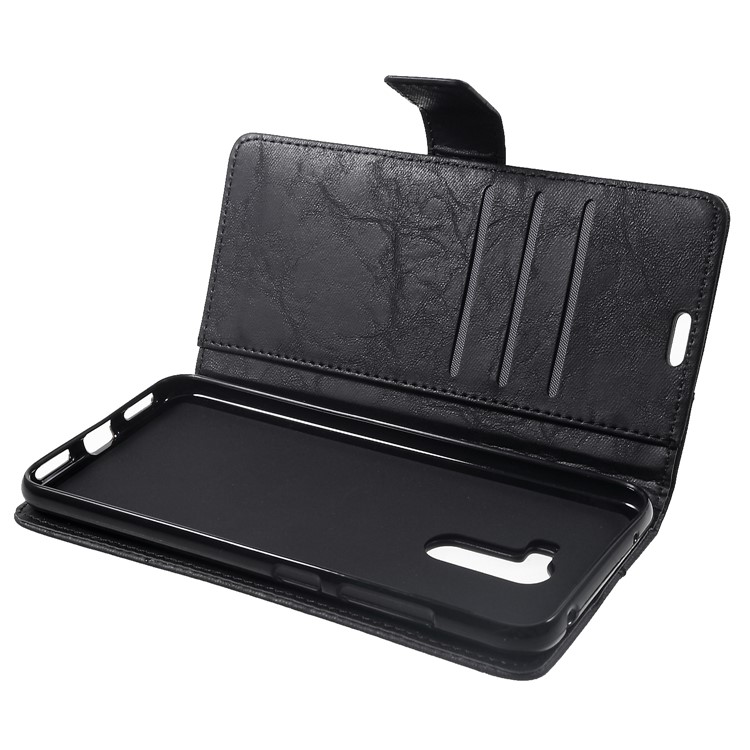 Retro Style Leather Wallet Casing for Xiaomi Pocophone F1 / Poco F1 (India) - Black-6