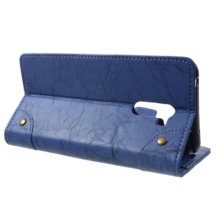 Retro Style Leather Wallet Cover for Xiaomi Pocophone F1 / Poco F1 (India) - Blue-4