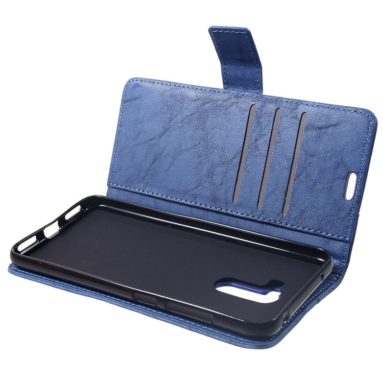 Retro Style Leather Wallet Cover for Xiaomi Pocophone F1 / Poco F1 (India) - Blue-5