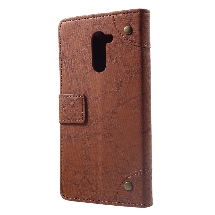 Retro Style Leather Wallet Shell for Xiaomi Pocophone F1 / Poco F1 (India) - Brown-2