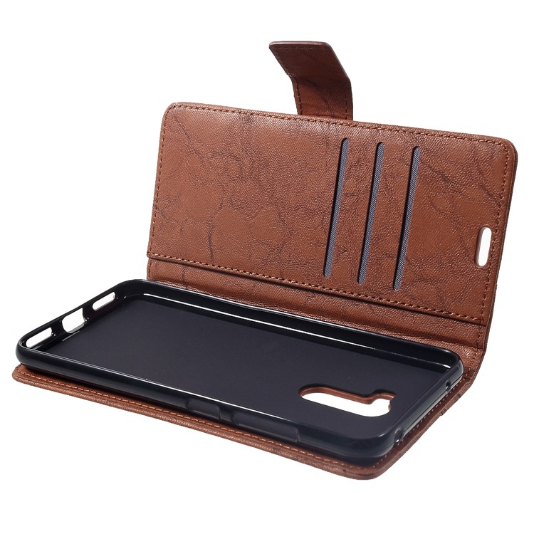 Retro Style Leather Wallet Shell for Xiaomi Pocophone F1 / Poco F1 (India) - Brown-5