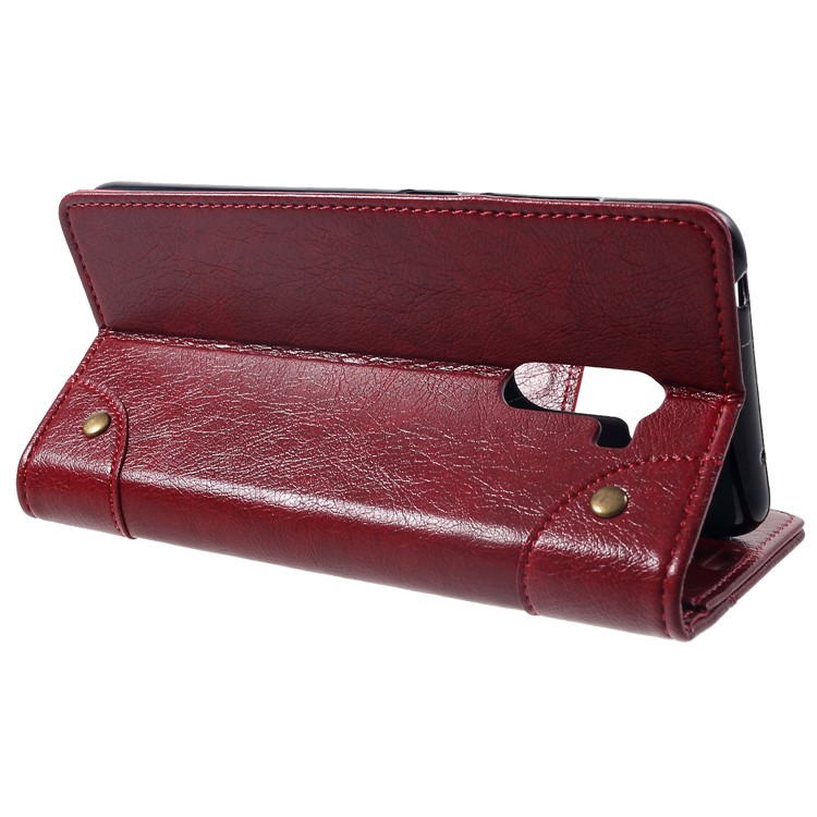 Retro Style Leather Wallet Stand Cover for Xiaomi Pocophone F1 / Poco F1 (India) - Red-4