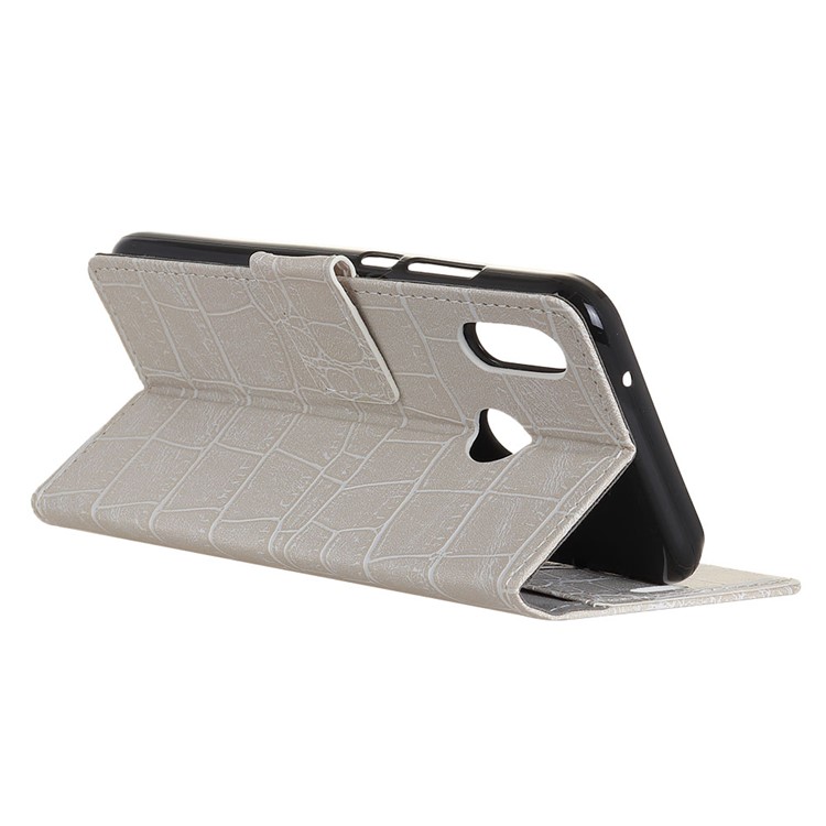 Crocodile Texture PU Leather Stand Wallet Phone Cover for Xiaomi Redmi Note 6 Pro - White-4