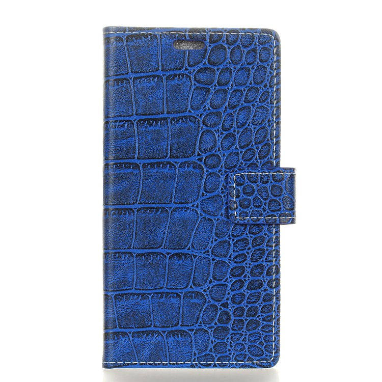 Crocodile Texture PU Leather Stand Wallet Phone Casing for Xiaomi Redmi Note 6 Pro - Blue-1
