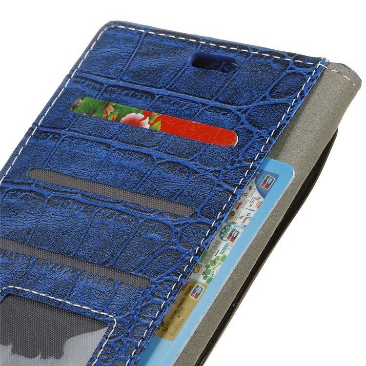 Crocodile Texture PU Leather Stand Wallet Phone Casing for Xiaomi Redmi Note 6 Pro - Blue-5