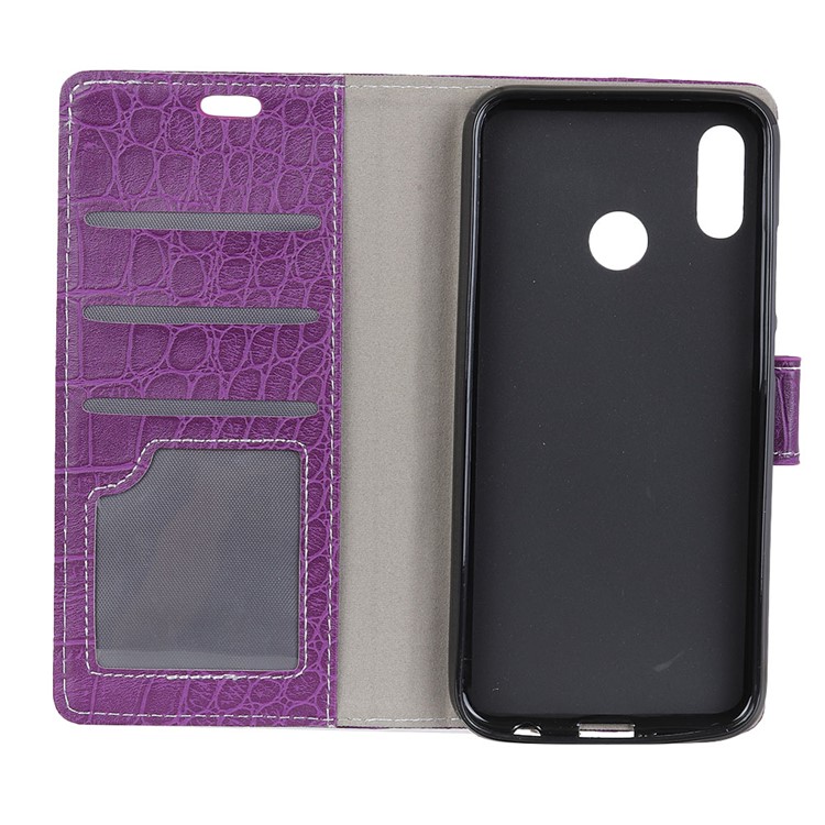 Crocodile Texture PU Leather Stand Wallet Cell Phone Case for Xiaomi Redmi Note 6 Pro - Purple-3