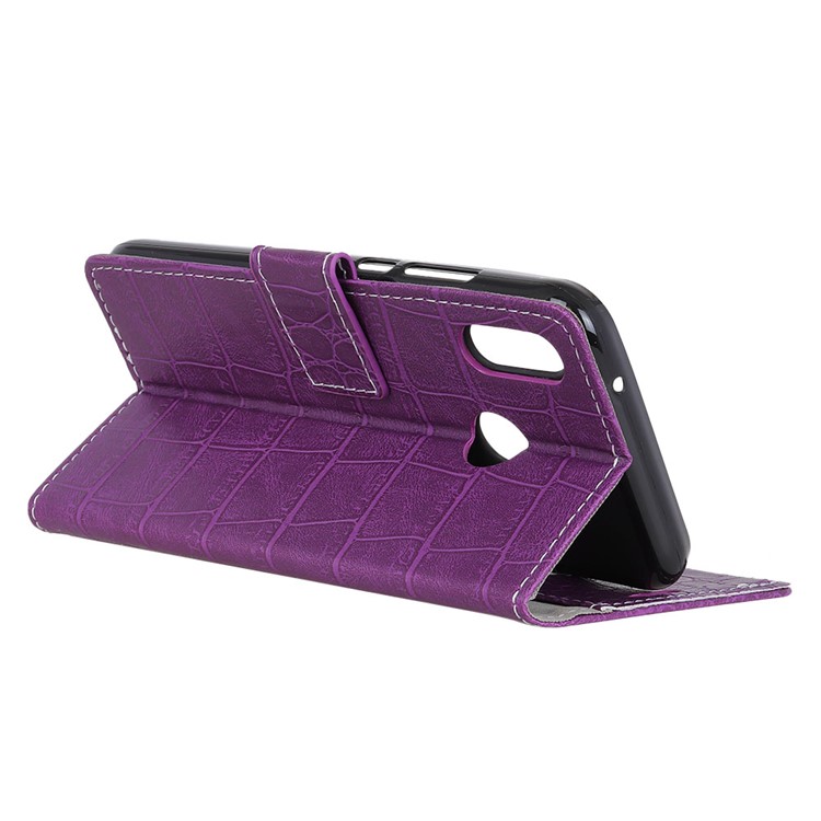 Crocodile Texture PU Leather Stand Wallet Cell Phone Case for Xiaomi Redmi Note 6 Pro - Purple-4