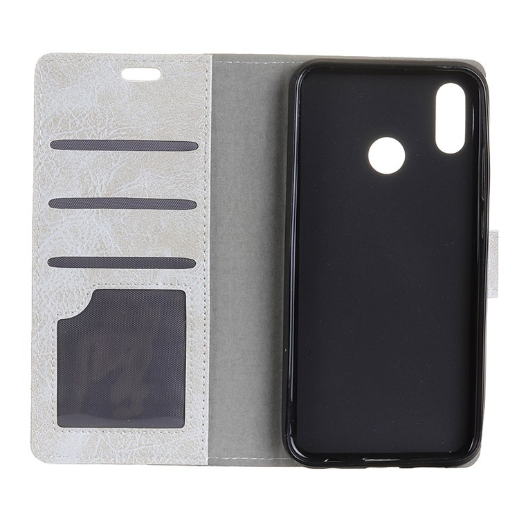 Vintage Crazy Horse Texture Wallet Leather Phone Cover for Xiaomi Redmi Note 6 Pro - White-3
