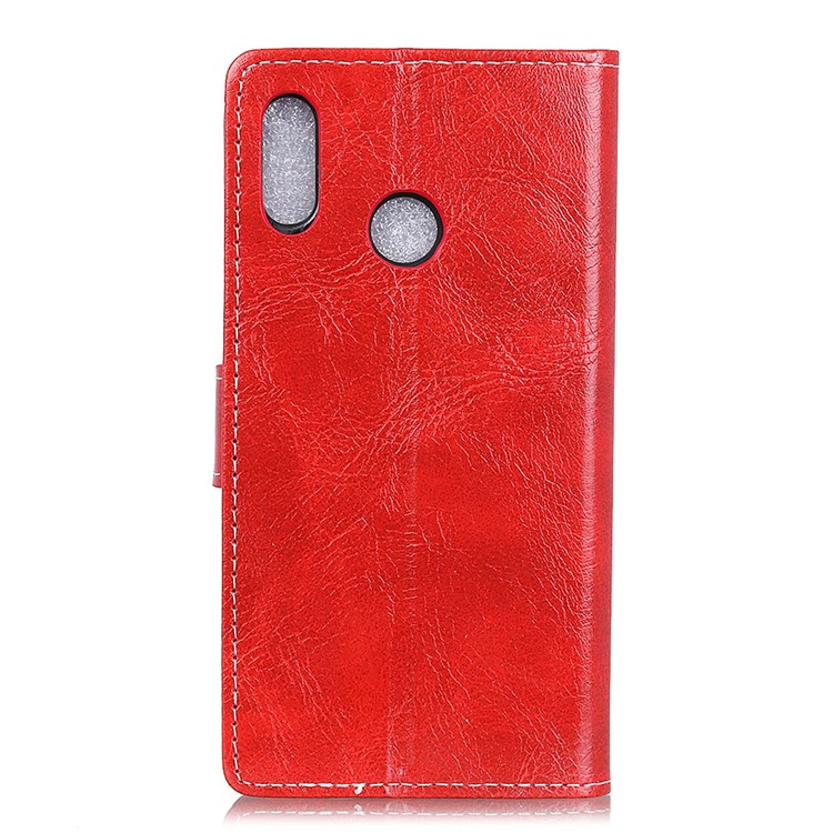 Vintage Crazy Horse Texture Wallet Leather Phone Shell for Xiaomi Redmi Note 6 Pro - Red-2
