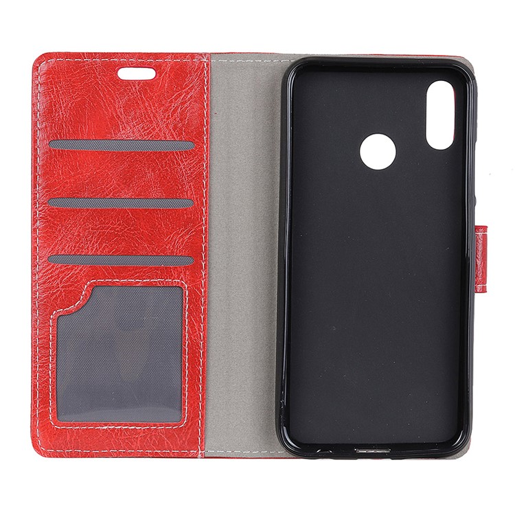 Vintage Crazy Horse Texture Wallet Leather Phone Shell for Xiaomi Redmi Note 6 Pro - Red-3