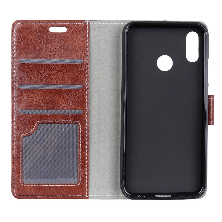 Vintage Crazy Horse Texture Wallet Leather Flip Protective Case for Xiaomi Redmi Note 6 Pro - Brown-3