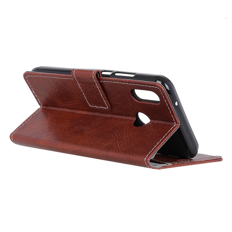 Vintage Crazy Horse Texture Wallet Leather Flip Protective Case for Xiaomi Redmi Note 6 Pro - Brown-4