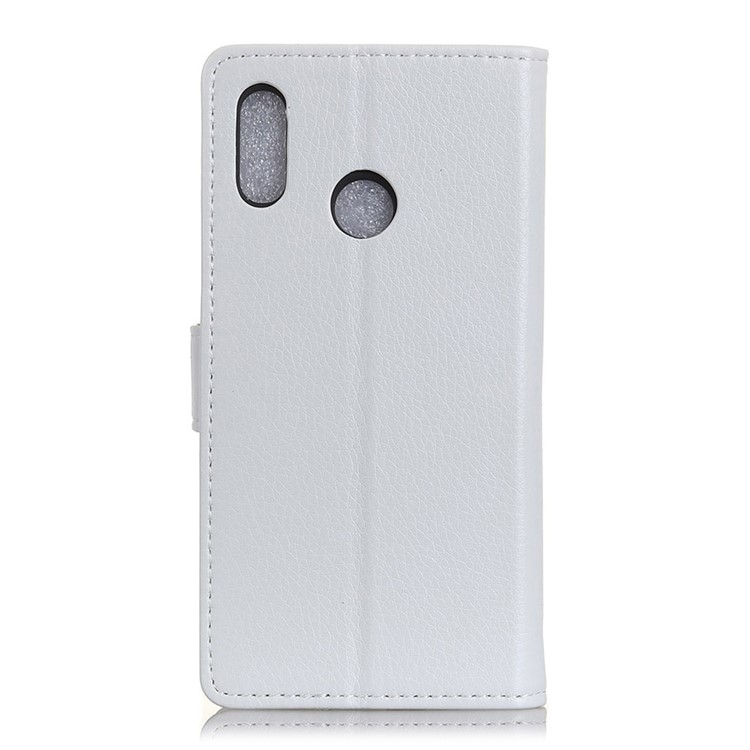 Litchi Texture Wallet Stand Leather Cell Phone Cover for Xiaomi Redmi Note 6 Pro - White-2