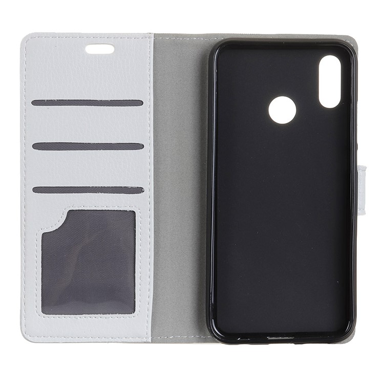 Litchi Texture Wallet Stand Leather Cell Phone Cover for Xiaomi Redmi Note 6 Pro - White-3